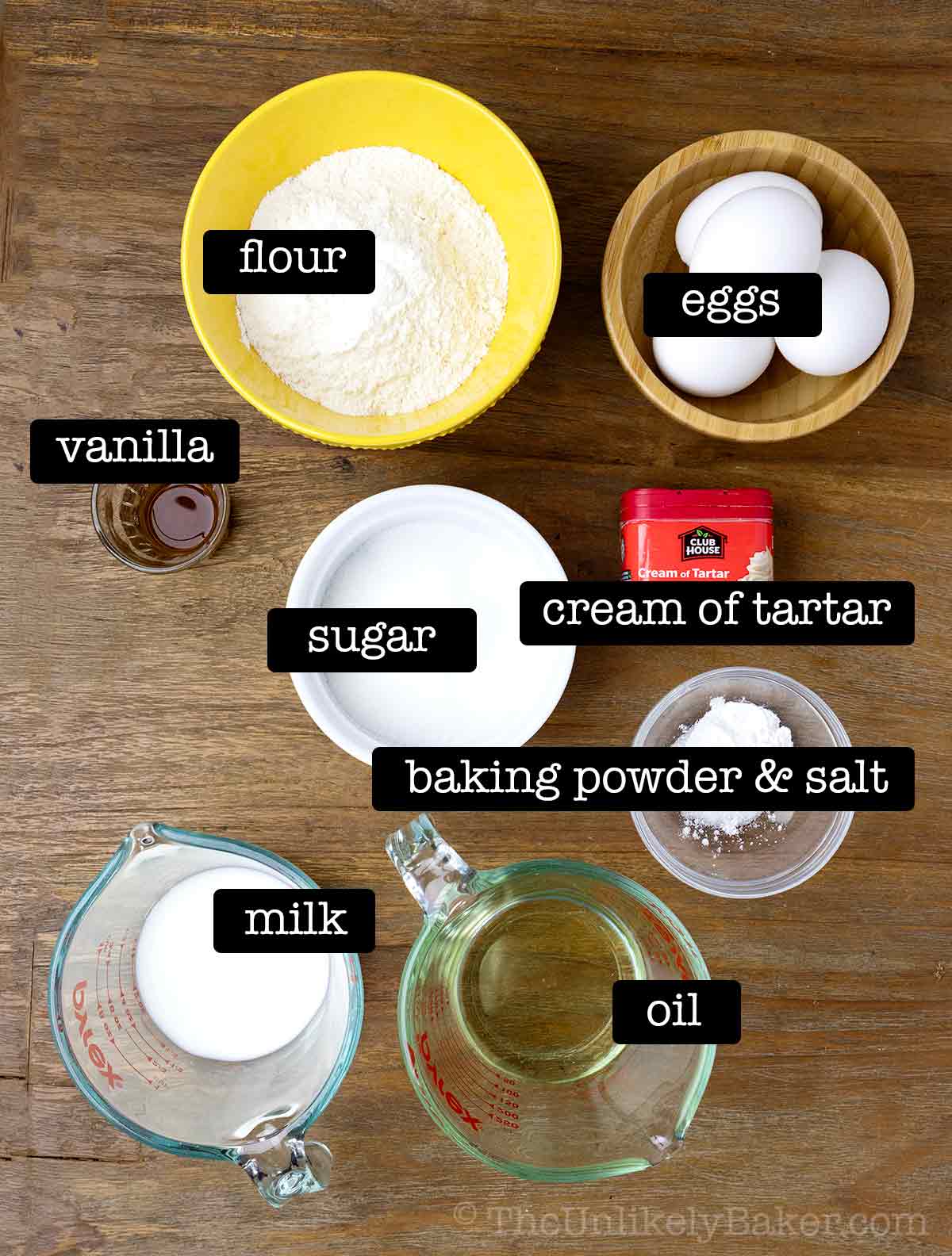 Ingredients for leche cake